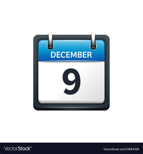 December 9 calendar icon flat Royalty Free Vector Image