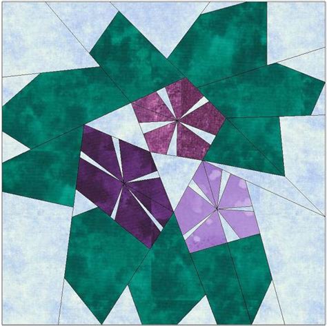 African Violets Quilt Paper Piece Foundation Quilting Block Etsy