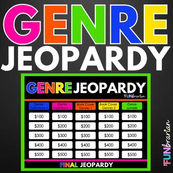 Genre Jeopardy | Library | Reading | Jeopardy | EDITABLE by The Funbrarian