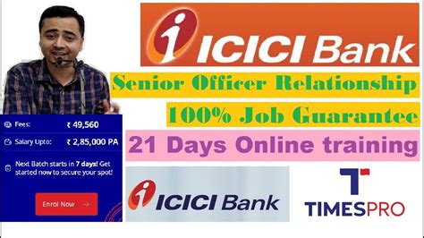 ICICI Bank Relationship Manager Guarantee Job Program Review Sr