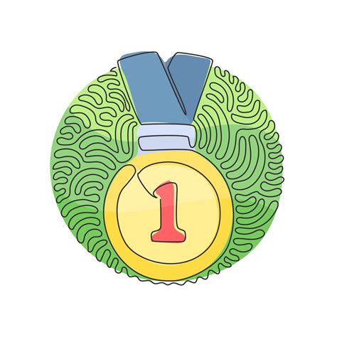 Medalla De Oro De Dibujo Continuo De Una Línea Para El Primer Lugar