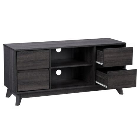 CorLiving Hollywood Dark Grey Wood Grain TV Stand with Drawers for TVs ...