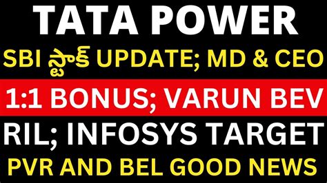 Tata Power Share Telugu Infosys SBI PVR Varun Beverages BEL