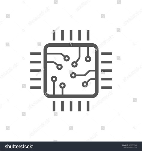 Microchip Line Icon Cpu Central Processing Stock Vector Royalty Free