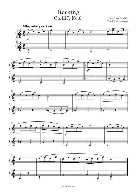 Rocking Op 117 No 6 Free Pdf Sheet Music