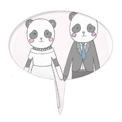 Wedding Pandas Pink Background Cake Topper Love Cake Topper Wedding