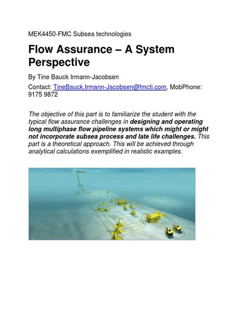 Flow Assurance Pdf Subsea Technology Fluid Dynamics