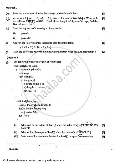 Computer Science Theory 2013 2014 ISC Commerce Class 12 Question