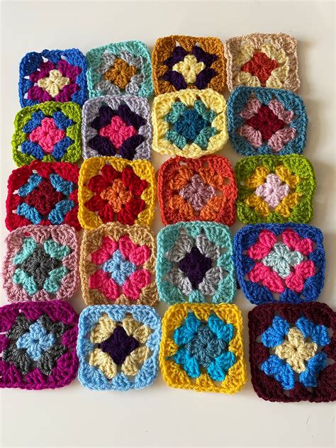 Crochet Granny Squares X 12 - Etsy