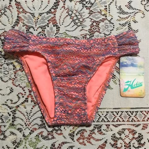 Hobie Swim New Hobie Xs Bikini Bottoms Peach Purple Crochet Poshmark