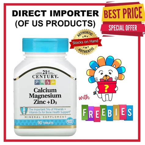 21st Century Calcium Magnesium Zinc + D3 & Natures Bounty Century ...