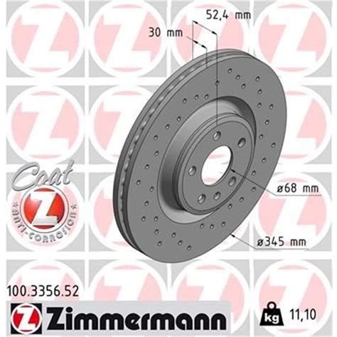 2x ZIMMERMANN SPORT BREMSSCHEIBEN 345mm GELOCHT VORNE passend für AUDI