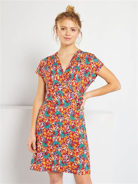 Robe Courte Fleurie Rouge Bleu Fleurs Kiabi