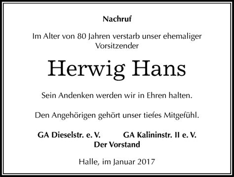 Traueranzeigen Von Herwig Hans Abschied Nehmen De