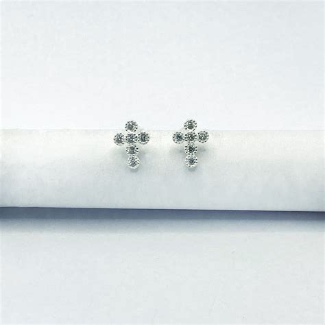 MOA SILVER DESIGN Brinco Liso Lap Cruz Bolinhas 9mm X 7mm