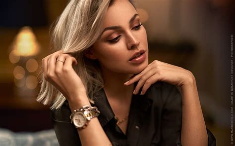 Maarten Quaadvliet Women Blonde Makeup Portrait Watch Jewelry