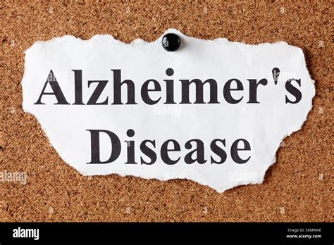 Torn Piece Of Paper With The Words Alzheimers Disease On Corkboard