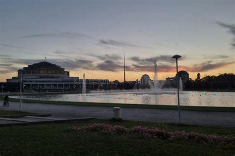 Wroclaw Poland August 15 2022 Centenary Hall And Fountain At Night