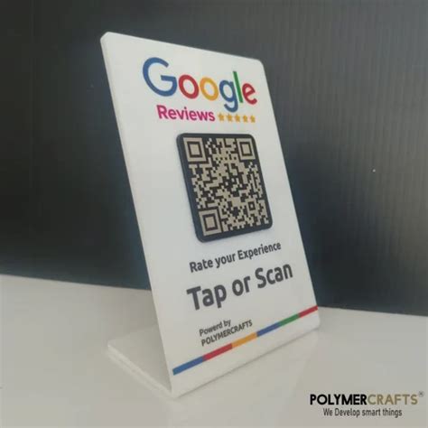 Plastic Google Review Stand Scanner With Logo Qr Nfc Uv Printed For