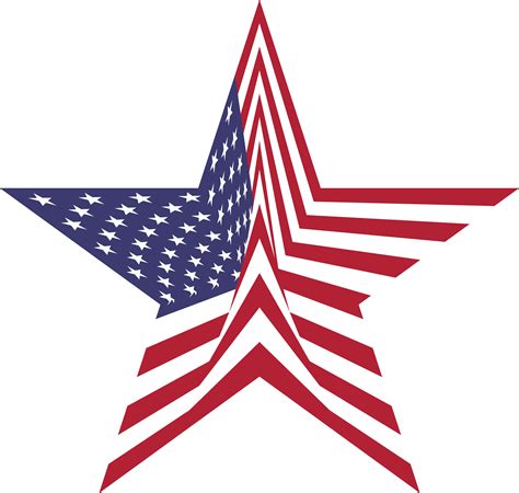 Free Clipart Of A star with an american flag pattern