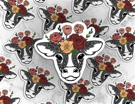 Cow Decal Laptop Sticker Journal Cover Stickers Cow Gift - Etsy in 2022 ...