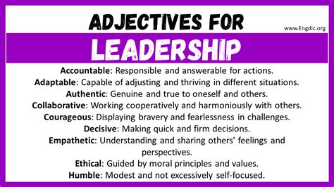 20 Best Words To Describe Leaders Adjectives For Leaders Engdic