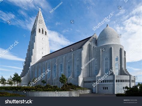 The Famous And Beautiful Large Church Hallgrimskirkja In Icelands