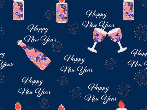 Seamless Happy New Year Theme Pattern Background Vector Art