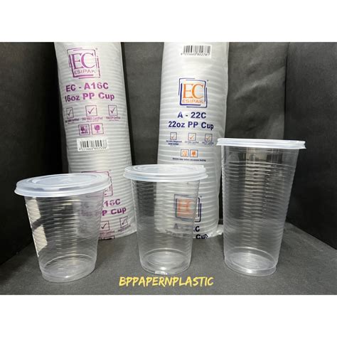 Ec 12oz 16oz 22oz Pp Cup With Flat Lid” 100sets A12c A16c Cup