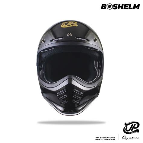 Jual Boshelm Helm Cakil Jp Signature Solid Hitam Glossy Helm Retro Full