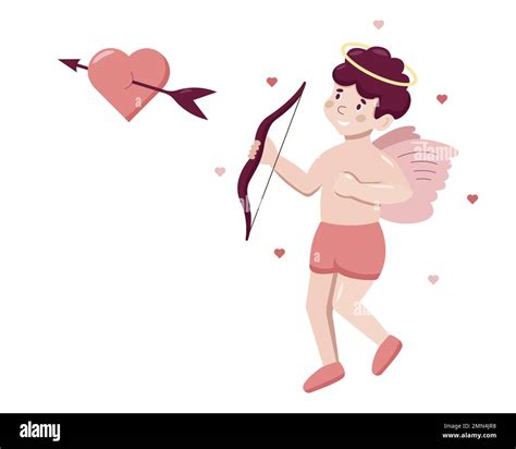 Cute Cartoon Vector Cupid Cupids Silhouette Valentine Day Concept