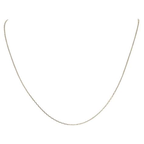 Yellow Gold Diamond Cut Cable Chain Necklace 18 14k Italian For Sale