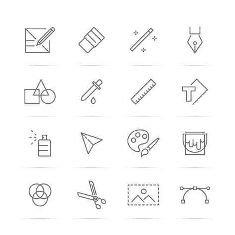 Iconos De Línea De Vector De Herramientas De Diseño Gráfico 2220293 Vector En Vecteezy