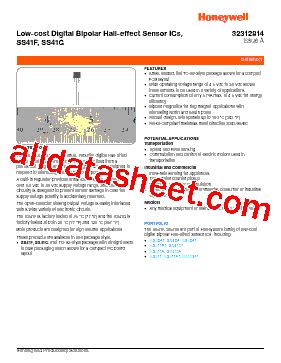 SS411A Datasheet PDF Honeywell Solid State Electronics Center