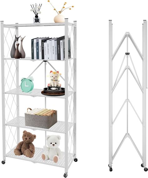 Amazon Himix 5 Tier Foldable Storage Shelves Expandable Folding