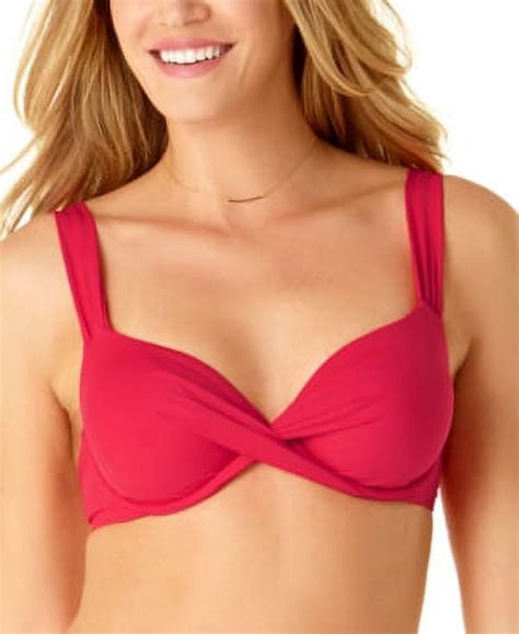 Anne Cole Womens Twist Front Underwire Bikini Top Berry 36D Walmart