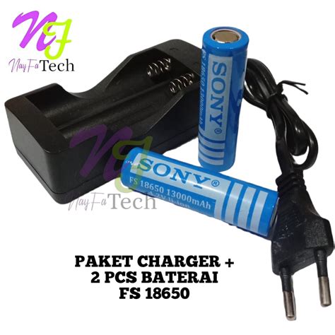 Jual Paket Adaptor Charger 2 Batterai 18650 Biru Li Ion 4 2v