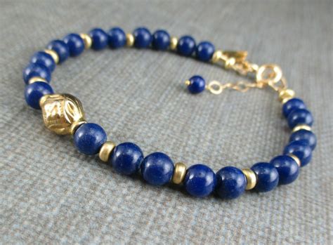 Gold Lapis Lazuli Bracelet Lapis Lazuli Layering Bracelet