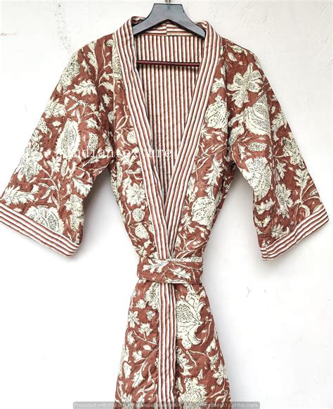 Indian Cotton Quilted Robe Quilted Kimono Robes Etsy