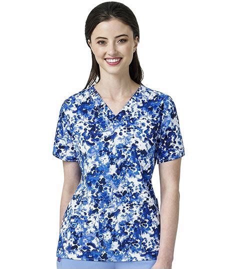 Carhartt Womens Printed V Neck Media Scrub Top C12114 Medical Scrubs