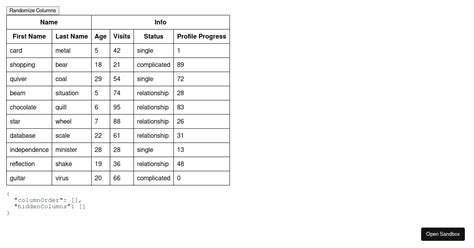 Tannerlinsley React Table Column Ordering Codesandbox