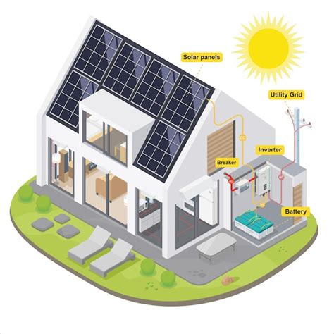 Premium Vector Solar Cell Smart Home System Diagram Isometric