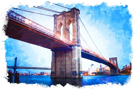 Brooklyn Bridge View Watercolor Graphic by Poster Boutique · Creative ...