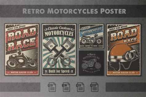 Retro Classic Motorcycle Poster Graphic by utixgrapix · Creative Fabrica