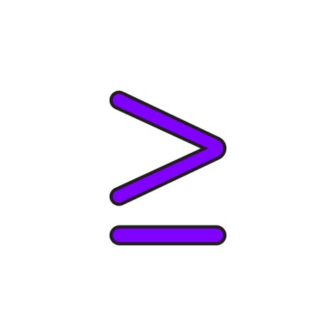 Equal to or greater than symbol Generic Outline Color icon