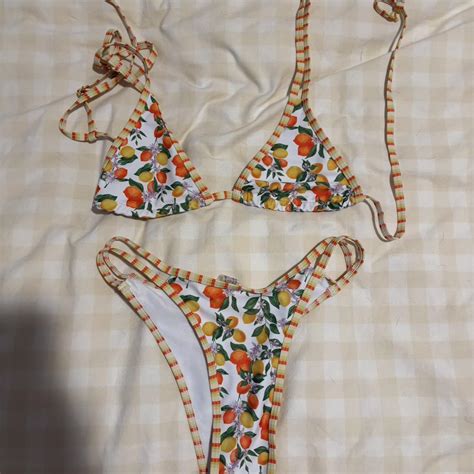 Orange And White Bikini Set Beachyvibes Orange Depop