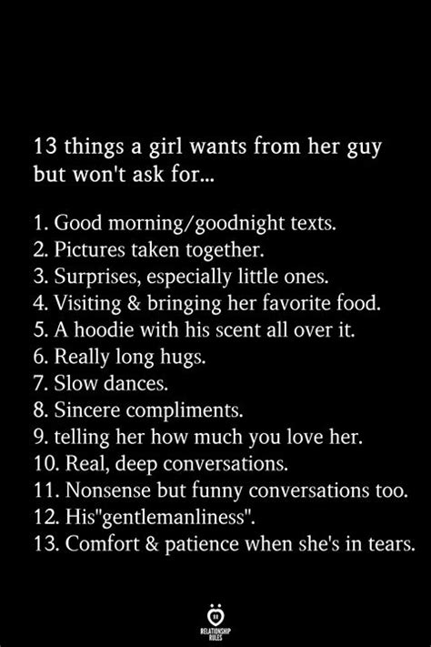 13 Things A Girl Wants From Her Guy But Wont Ask For Relationship Quotes Love Quotes