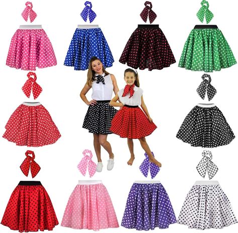 Womens Polka Dot Skirt 50s60s Fancy Dress Costume 17 Long Polka Dot