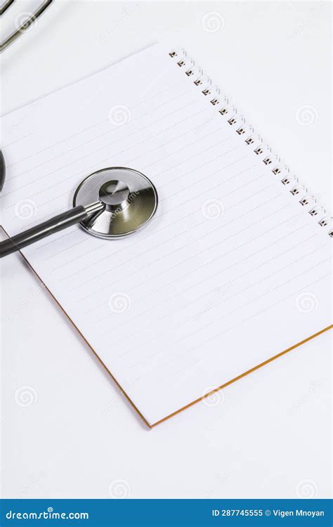 Doctor Desk Stethoscope And Notebook On White Stock Image Image Of