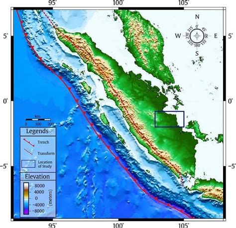 Tectonic map of Sumatra. Map generated using Generic Mapping Tools [3 ...